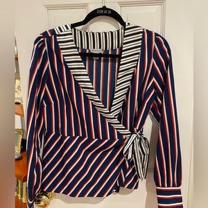 Striped side tie red white and blue work top